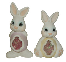 Hand Painted Ceramic Anthropomorphic Easter Bunny Candy Holders picture