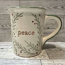 RUSS Hand Painted Crackled Peace Coffee Mug 4.75x4” Holiday Christmas picture