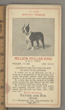 Vintage Philadelphia PA AKC Boston Terrier Breeder  Stud Fee Card Pedigree picture