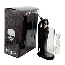 Death Demon Reaper Skull Black Glass Water Hookah Bong Collectible Tobacco Pipes picture