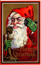 Vtg 1912 Christmas Santa Stecher Series 213 Gold Embossed Antique Postcard picture