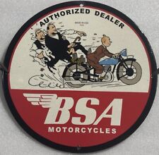 CLASSIC BSA MOTORCYCLES AUTHORIZED DEALER USA 1945 PORCELAIN ENAMEL SIGN. picture