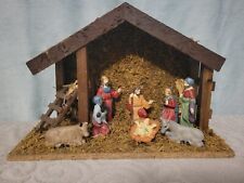Vintage Christmas Nativity Scene Moss Covered 8  Ceramic Figurines picture