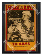 Historic WWI Recrutiment Poster Enlist in the Navy -To Arms Postcard picture