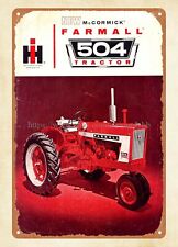 1960s IH McCormick Farmall 504 tractor metal tin sign plaque outdoor wall art picture
