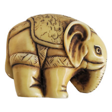 Vintage Carved Elephant Figurine Figure Resin Intricate Beige Hong Kong picture