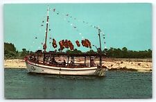 1950s TARPON SPRINGS FL SIGHTSEEING SPONGE BOAT ANCLOTE RIVER POSTCARD P2401 picture