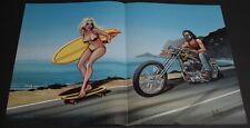 1978 Print Ad David Mann Motorcycle Magazine Centerfold Biker Surfer Girl Art picture