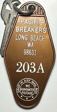 Vintage 1960s PACIFIC BREAKERS Hotel Room Key & Fob #203A Long Beach Washington picture