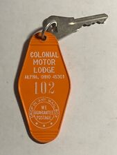 Colonial Motor Lodge Hotel Motel Room Key Fob with Key Alpha Ohio #102 picture