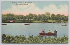 Mooseheart Illinois IL Students Boating on Moose Lake 1945 Linen Postcard picture