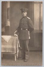 WWI RPPC Young Handsome Male German Soldier Studio Portrait Postcard picture