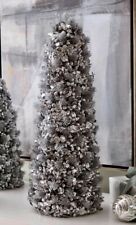 PAIR Salzburg Creations Neiman Marcus Winter Diamonds Silver Topiary Trees 24” picture