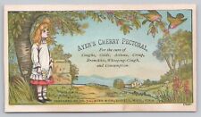 1890's Ayer's Cherry Pectoral Quack Medicine Cute Girl Tree Birds Trade Card picture