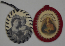 Vtg 2pc My Mother My Confidence NO RELIC Apostleship of Prayer scapular badge picture