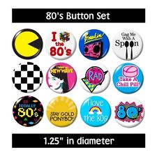Misc. 80's BUTTONS (set #2) pins slogans sayings 1980's new picture