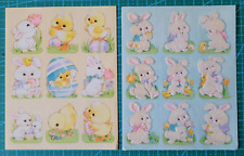 Vintage 1980's Gibson Sticker Sheets Easter,  Fuzzy bunny picture