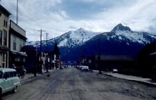 VINTAGE 1950s Kodachrome 35MM SLIDE, Alaskan Town, Road, Snow, Vintage Cars A64 picture
