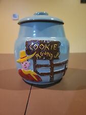 Vintage Mid Century Cowboy Cookie Jar Ceramic Roundup Teal picture