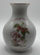 Vintage 1980s Strawberry Shortcake 4” Porcelain Vase “Love Grows In Sweet Hearts picture