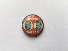 C1940s VINTAGE ROOSEVELT WALLACE POLITICAL ELECTION TIN PIN BADGE picture