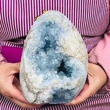 10.67LB  Natural Blue Celestite Geode Quartz Crystal Mineral  Specimen healing picture