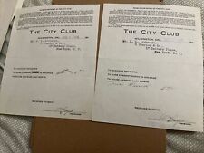 2 Antique 1915/6 Invoices The City Club - Hotel Du Pont - Wilmington Delaware DE picture