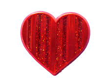 Hallmark PIN Valentines Vintage HEART STRIPED Red GLITTER 1985 Brooch MINT picture