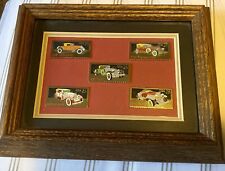 Vintage Antique Car USPS Postage Stamp Lapel Pins Enamel Brass Framed Set of 5 picture