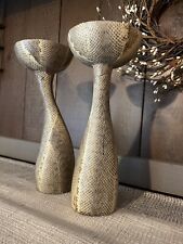 Vintage Pair Of Snakeskin Python Candle Holders by Luisa Robinson Rare picture