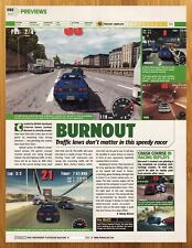 2001 Burnout PS2 Xbox Gamecube PREVIEW PAGE Print Ad/Poster Racing Game Art picture