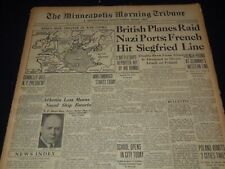 1939 SEPT 5 MINNEAPOLIS MORNING TRIBUNE - BRITISH PLANES RAID NAZI PORT- NT 9521 picture