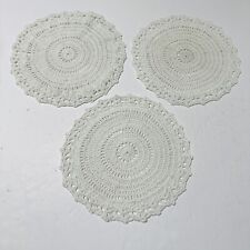 Vintage White Cotton Crochet Doilies Set of 3 Round 9 1/2” Table Center Piece picture