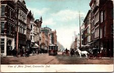 Postcard View of Main Street in Evansville, Indiana~4415 picture