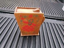 Vintage Wood Container With Lid & Handle Dutch Girl & Flowers picture