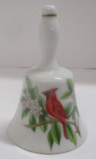 Vintage Lefton China Porcelain Bell Cardinal Birds Flowers picture