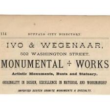 1886 BUFFALO GRAVESTONE IVO & WEGENAAR MONUMENTS VICTORIAN AD CEMETARY FUNERAL picture