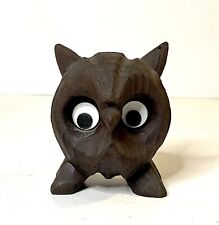 Vintage Chunky Owl Figurine with Googly Eyes Molded Wood Resin Composite picture