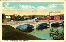 La Salle Street Bridge South Bend Indiana Divided Postcard c1910 (Posted 1924) picture