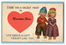 c1910s Red Heart, Dutch Kids, Worcester Massachusetts MA Posted Postcard picture