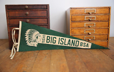 Vintage Camp BIG ISLAND BSA Boy Scout Indian Flag Pennant Kendallville Indiana picture