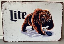 Miller Lite Chicago Bears Tin Beer Sign - Vintage Retro - NEW - 8” X 12” NFL picture