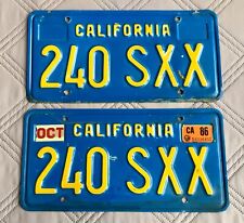 Vintage California License Plates 1986 Blue Yellow picture