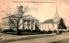 Municipal Building Center Congregational Church Manchester Conn POST CA Postcard picture