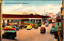 Postcard Famous French Market New Orleans Louisiana Linen Card 1930-1959 picture