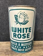 Vtg 1950s 60s White Rose Ultra Motor Oil 1 Quart Imperial Oil Can Tin Canada picture