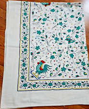 Vintage Rooster Print Cotton Tablecloth Country Farmhouse 52x64 Deruta Print? picture