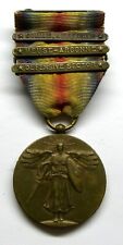 VINTAGE WW I Victory Medal with 3 Battle Bars SOMME, OFFENSIVE Aged picture