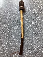 Native American X-long Drum Stick w/leather lace handle, w/faux leather tip/head picture