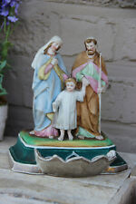 Antique French paris porcelain soft pastel colour holy family font religious picture